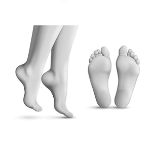 Feet with a equinus toe walking condition